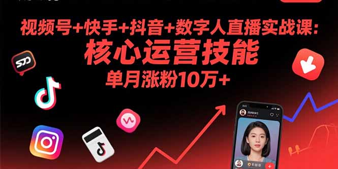 视频号+快手+抖音+数字人直播实战课(9月-副业项目资源网