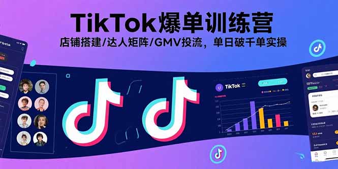 TikTok爆单训练营，店铺搭建/达人矩阵/GMV投流，单日破千单实操-副业项目资源网