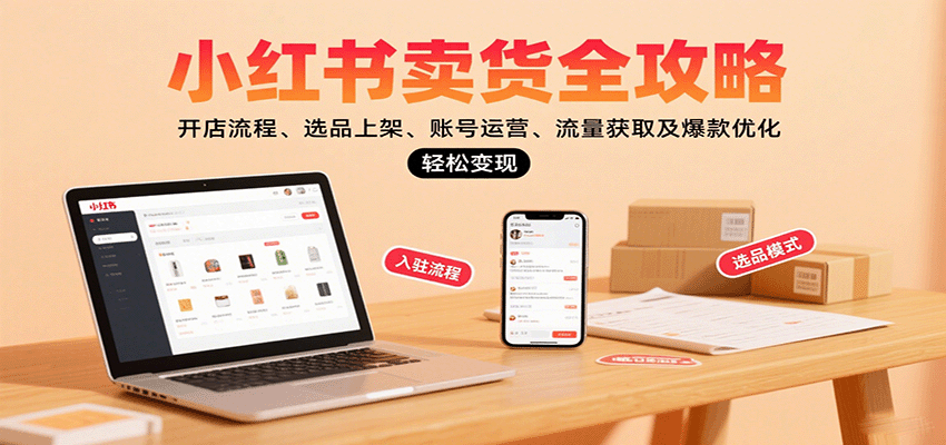 小红书卖货全攻略：开店流程、选品上架、账号运营、流量获取及爆款优化，轻松变现-副业项目资源网