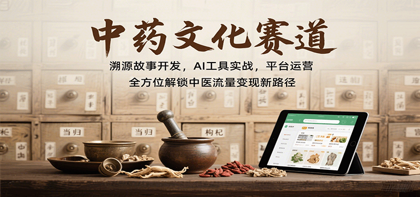 中药文化赛道：溯源故事开发，AI工具实战，平台运营，全方位解锁中医流量变现新路径-副业项目资源网