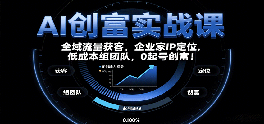 AI创富实战课：企业家IP定位，全域流量获客，低成本组团队，0起号创富！-副业项目资源网