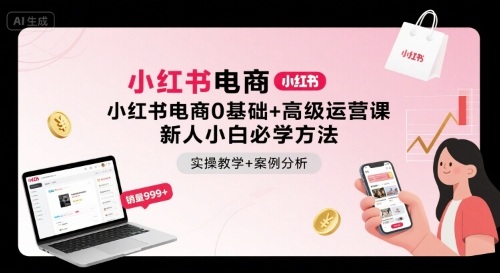 小红书电商0基础+高级运营课，新人小白必学方法，实操教学+案例分析-副业项目资源网