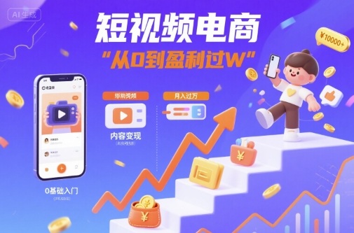 短视频电商：短视频变现从0到盈利过W-副业项目资源网