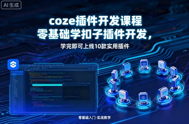 coze插件开发课程，零基础学扣子插件开发，学完即可上线10款实用插件-副业项目资源网
