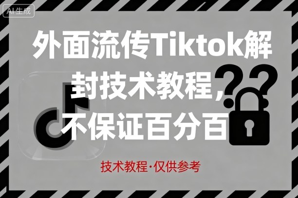 外面流传Tiktok解封技术教程，不保证百分百，具体自测-副业项目资源网