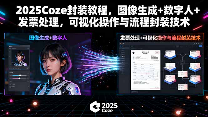 2025Coze封装教程，图像生成+数字人+发票处理，可视化操作与流程封装技术-副业项目资源网
