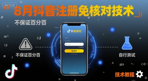 8月抖音注册免核对技术，不保证百分百，自测-副业项目资源网