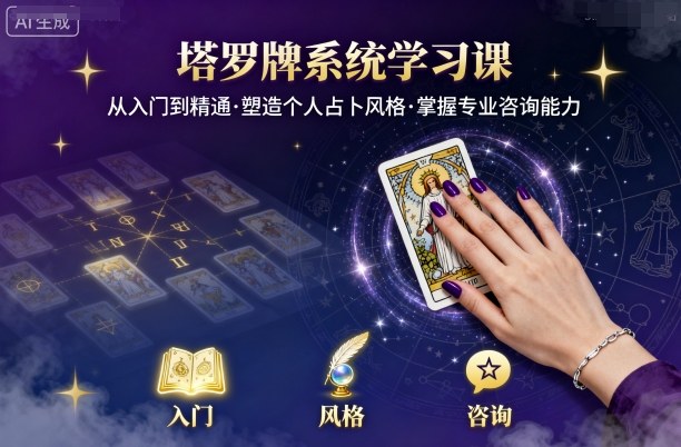 塔罗牌系统学习课，助你从入门到精通，塑造个人占卜风格，掌握专业咨询能力-副业项目资源网