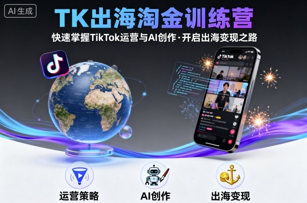 TK出海淘金训练营，助你快速掌握TikTok运营与AI创作，开启出海变现之路-副业项目资源网