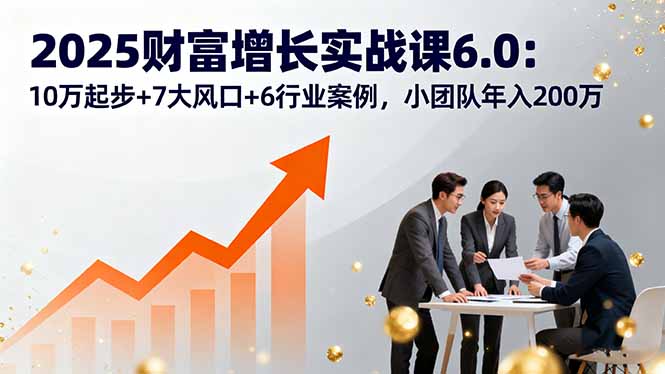2025财富增长实战课6.0：10万起步+7大风口+6行业案例，小团队年入200万-副业项目资源网