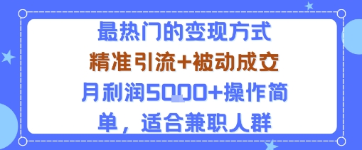 小众赛道玩法：当下最热门的变现方式，精准引流+被动成交月利润5k+操作简单，适合兼职人群-副业项目资源网