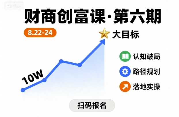 财商创富课第六期8月22-24号，如何从10W起步，一步步实现大目标-副业项目资源网