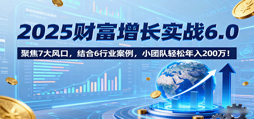 2025财富增长实战6.0，聚焦7大风口，结合6行业案例，小团队轻松年入200万！-副业项目资源网