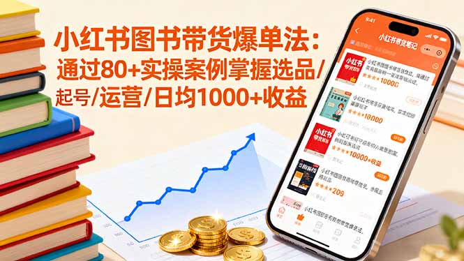 小红书图书带货爆单法：通过80+实操案例掌握选品/起号/运营/日均1000+收益-副业项目资源网