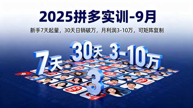 2025拼多多实训-9月：新手7天起量,30天日销破万,月利润3-10万,可矩阵复制-副业项目资源网