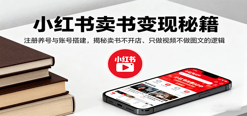 小红书卖书变现秘籍，注册养号与账号搭建，揭秘卖书不开店、只做视频不做图文的逻辑-副业项目资源网