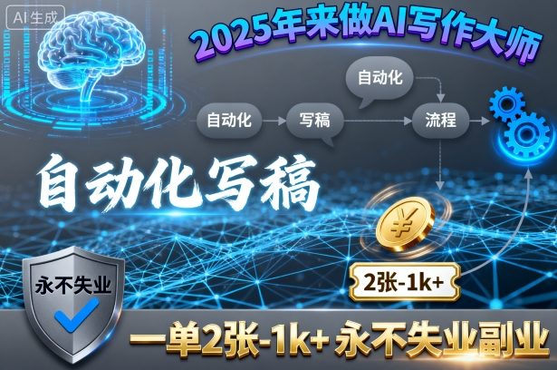 2025年来做AI写作大师，自动化写稿，一单2张-1k+，永不失业副业-副业项目资源网
