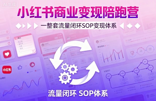 小红书商业变现陪跑营，轻IP矩阵 私域获客 聚光投流，一整套流量闭环SOP变现体系-副业项目资源网