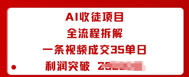 AI收徒项目全流程拆解一条视频成交35单日利润突破1k+-副业项目资源网