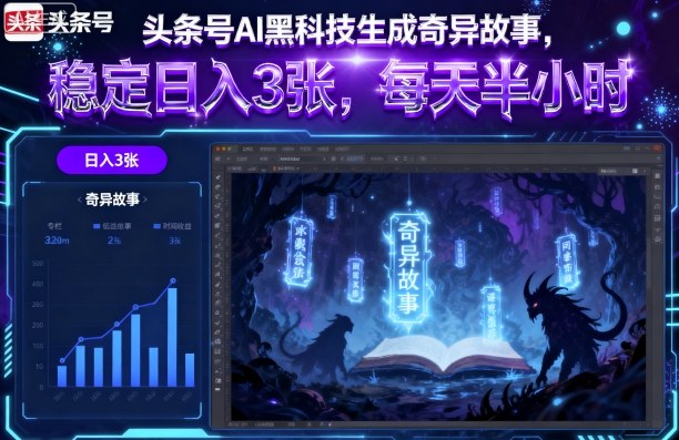 头条号AI黑科技生成奇异故事，稳定日入3张，每天半小时-副业项目资源网
