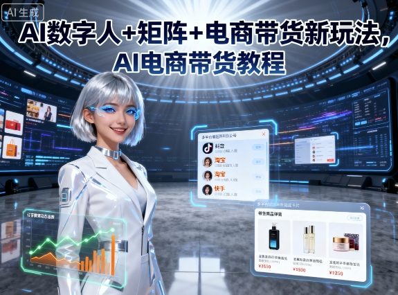 AI数字人+矩阵+电商带货新玩法，AI电商带货教程-副业项目资源网