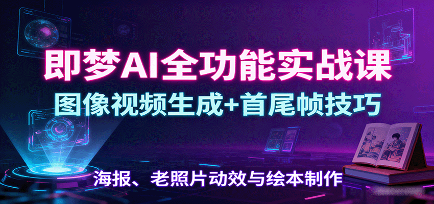 即梦AI全功能实战课：图像视频生成+首尾帧技巧，海报、老照片动效与绘本制作-副业项目资源网