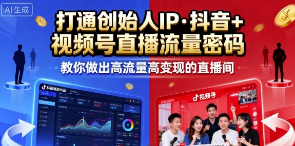 25年直播9-10两期线下课，打通创始人IP，抖音+视频号直播流量密码，教你做出高流量高变现的直播间-副业项目资源网