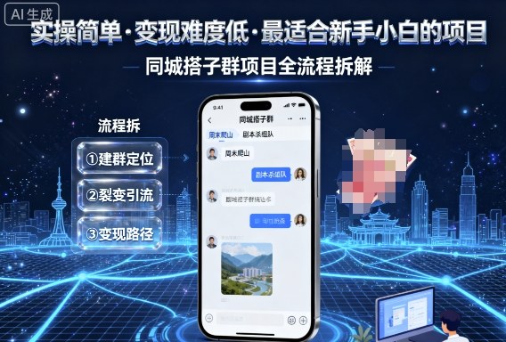 实操简单，变现难度低，最适合新手小白做的项目，每天轻松收入3张，同城搭子群项目全流程拆解-副业项目资源网