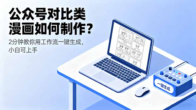 公众号对比类漫画如何制作？2分钟教你用工作流一键生成，小白可上手-副业项目资源网