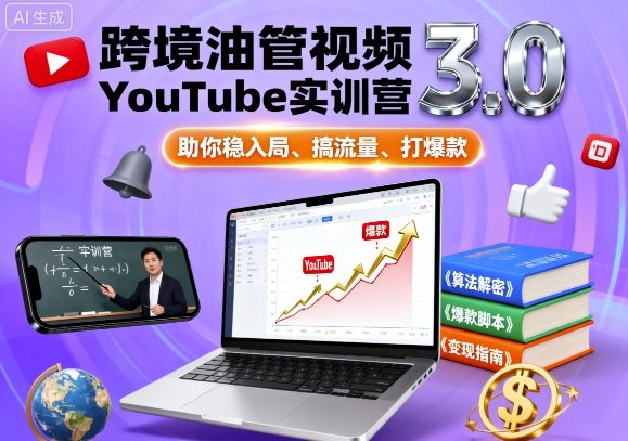 跨境油管视频YouTube实训营3.0，助你稳入局、搞流量、打爆款-副业项目资源网
