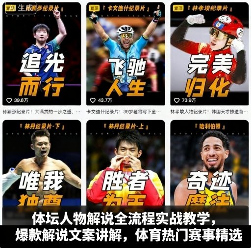 体坛人物解说全流程实战教学，爆款解说文案讲解，体育热门赛事精选-副业项目资源网