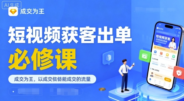 短视频获客出单必修课，成交为王，以成交为导向，直接做能成交的流量-副业项目资源网