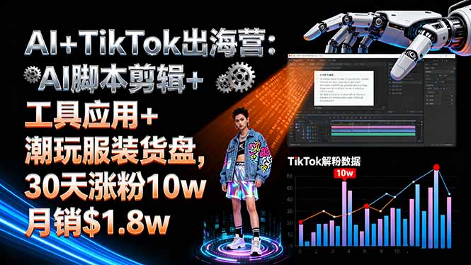 AI+TikTok出海营:AI脚本剪辑+工具应用+潮玩服装货盘,30天涨粉10w月销$1.8w-副业项目资源网