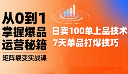 抖音小店爆品打造与矩阵裂变实战课-副业项目资源网