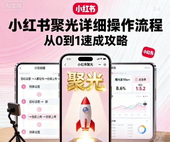 小红书聚光详细操作流程，小红书聚光从0到1速成攻略-副业项目资源网