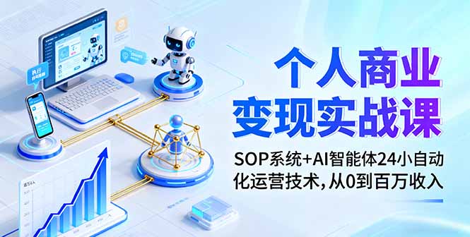 个人商业变现实战课：SOP系统+AI智能体24小自动化运营技术，从0到百万收入-副业项目资源网