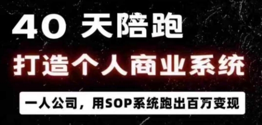 40天陪跑打造个人商业系统，一人公司，用SOP系统跑出百W变现-副业项目资源网
