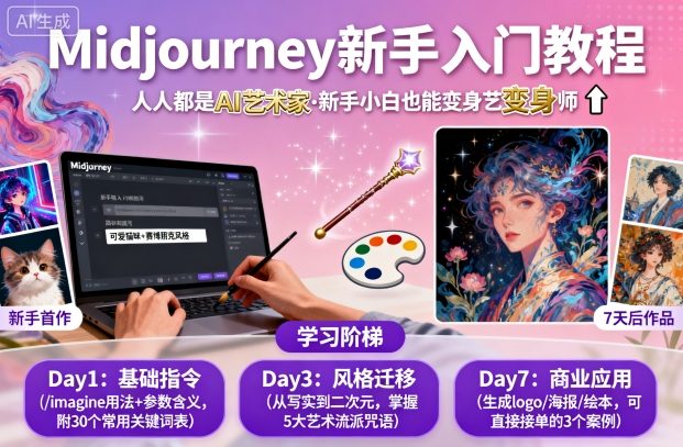 midjourney新手入门教程：人人都是AI艺术家，新手小白也能变身艺术大师-副业项目资源网