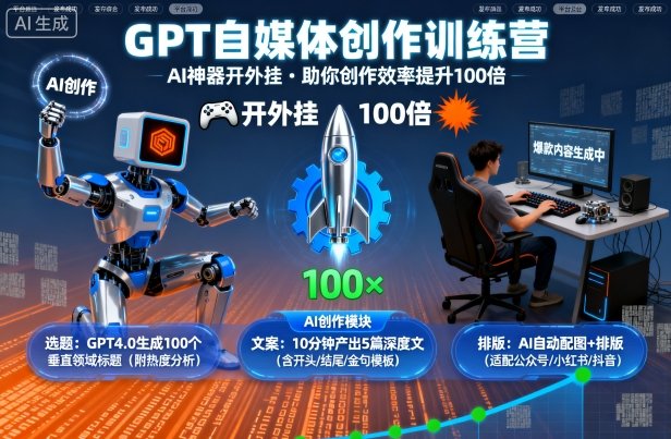 GPT自媒体创作训练营：AI神器开外挂，助你创作效率提升100倍-副业项目资源网