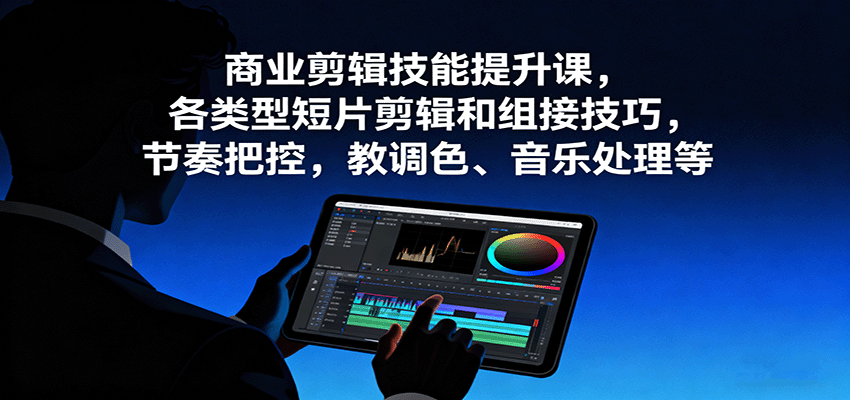 商业剪辑技能提升课，各类型短片剪辑和组接技巧，节奏把控，教调色、音乐处理等-副业项目资源网
