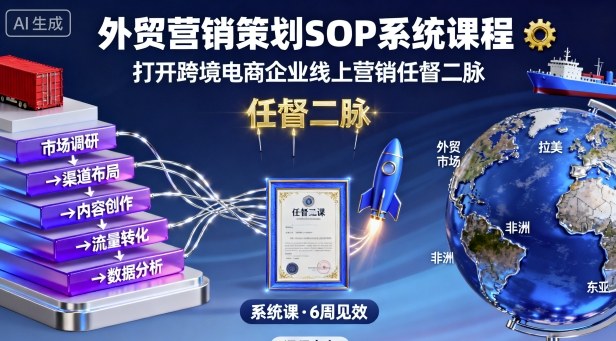 外贸营销策划SOP系统课程，打开跨境电商企业线上营销任督二脉-副业项目资源网