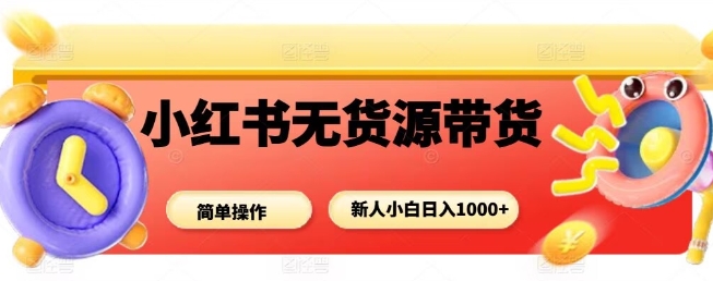 小红书无货源带货项目，简单无脑，新人小白日入多张-副业项目资源网