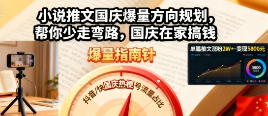 小说推文国庆爆量方向规划，帮你少走弯路，国庆在家搞钱-副业项目资源网