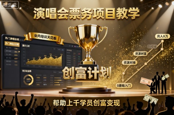 演唱会票务项目教学，业内培训天花板，帮助上千学员创富变现-副业项目资源网