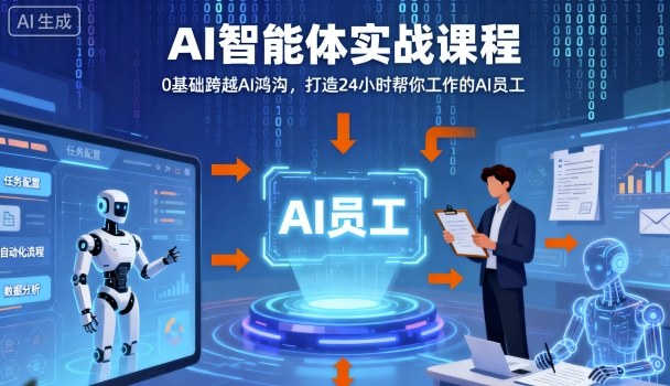 Ai智能体实战课程，0基础跨越Ai鸿沟，打造24小时帮你工作的Ai员工，打破常规，以实战定义Ai-副业项目资源网