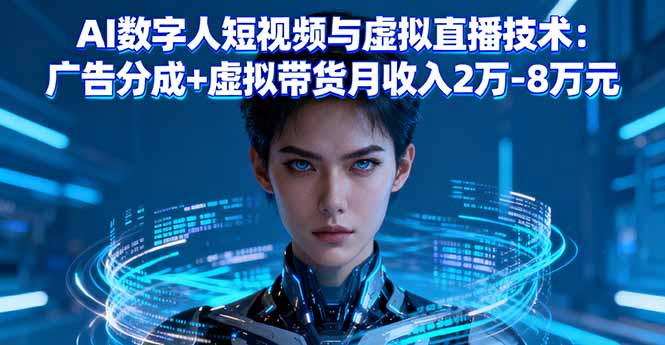 AI数字人短视频与虚拟直播技术：广告分成+虚拟带货月收入2万-8万元-副业项目资源网