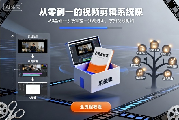 从零到一的视频剪辑系统课，从0基础–系统掌握–实战进阶，学拍视频剪辑-副业项目资源网
