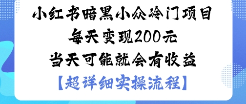 小红书暗黑小众冷门项目每天变现2张当天可能就会有收益-副业项目资源网