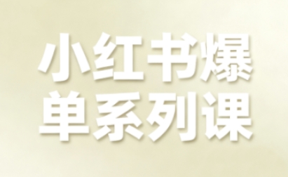 小红书爆单系列课，聚焦小红书电商全链路增长-副业项目资源网