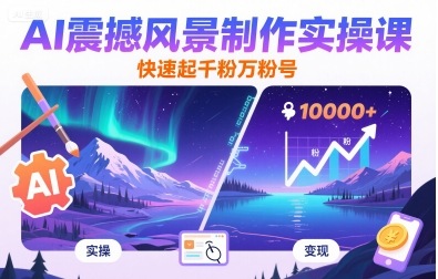 AI震撼风景制作实操课，快速起千粉万粉号-副业项目资源网